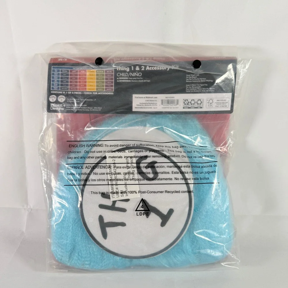 Dr. Seuss Thing 1 & 2 Accessory Kit Shirt Wig Patches Kids S/M